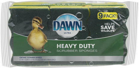 Dawn Heavy Duty Kitchen Dish Sponges, Green/Yellow (Pack of 9)-011171380617-LR-357414-1-LR eShop