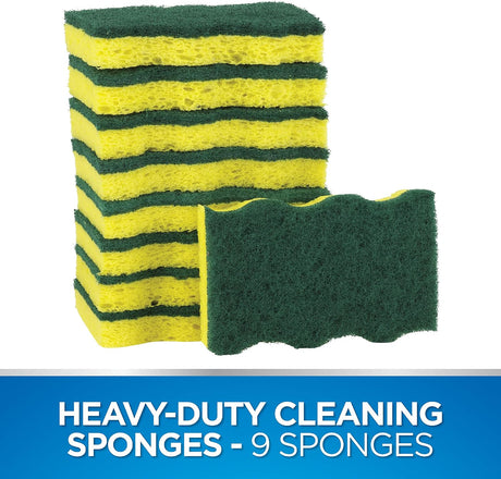 Dawn Heavy Duty Kitchen Dish Sponges, Green/Yellow (Pack of 9)-011171380617-LR-357414-2-LR eShop