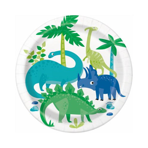 Blue & Green Dinosaur 7" Desert Party Plates, 8 count