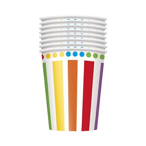 RAINBOW BDAY 9OZ CUP 8CT