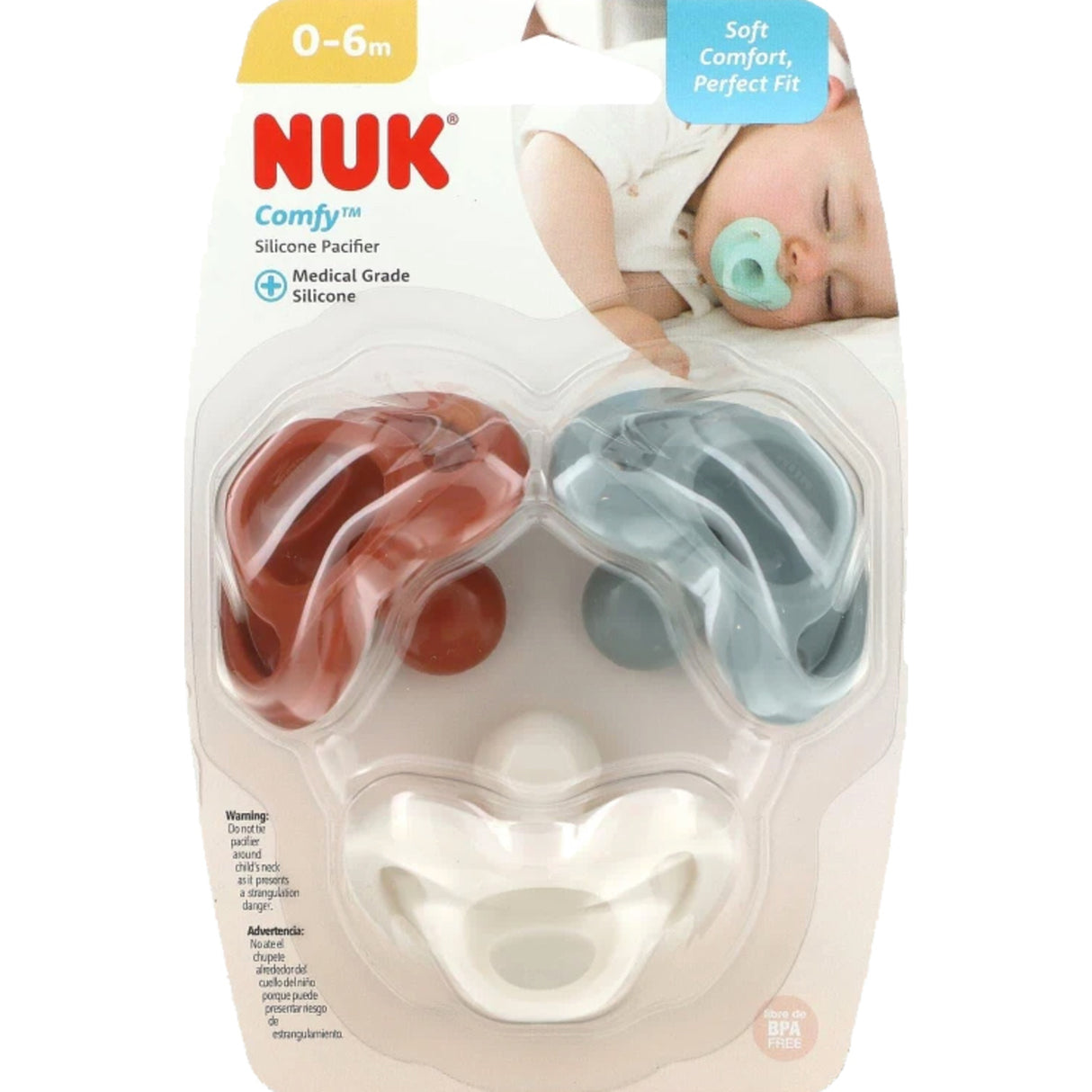 Size 1 Pacifier, 3Pk, Multi-Color, 0-6 mos