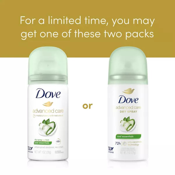 Dove Beauty Advanced Care Cool Essentials Antiperspirant & Deodorant Dry Spray, 1 oz-079400455376-LR-351334-3-LR eShop