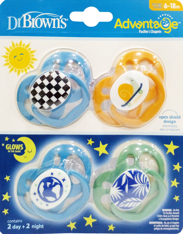 Dr Brown's Advantage Day and Night Stage 2 Pacifier, 4 pack-072239328712-LR-357200-1-LR eShop