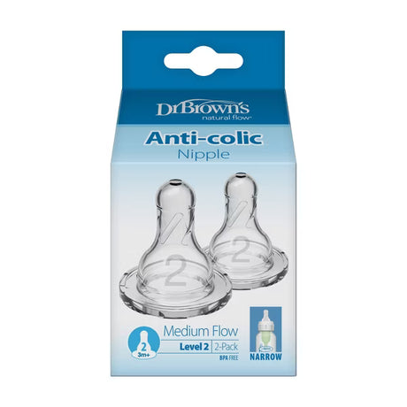 Dr Brown's Level 2 Narrow Baby Bottle Silicone Nipple - Medium Flow, 2 count-072239003220-LR-244858-1-LR eShop