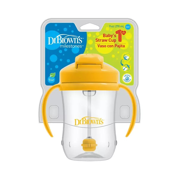 Dr Brown's Milestones Baby’s First Straw Training Cup - Yellow, 9 oz-072239327562-LR-346593-1-LR eShop