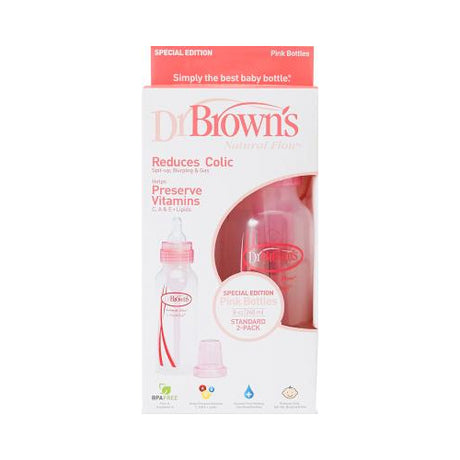 Dr Brown’s Natural Flow Anti-Colic Options Plus Narrow Baby Bottle, 8 oz - Very Pink, 2 count-072239300572-LR-277904-1-LR eShop