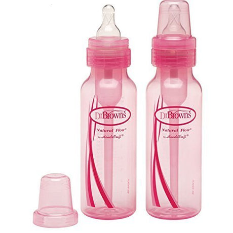 Dr Brown’s Natural Flow Anti-Colic Options Plus Narrow Baby Bottle, 8 oz - Very Pink, 2 count-072239300572-LR-277904-2-LR eShop