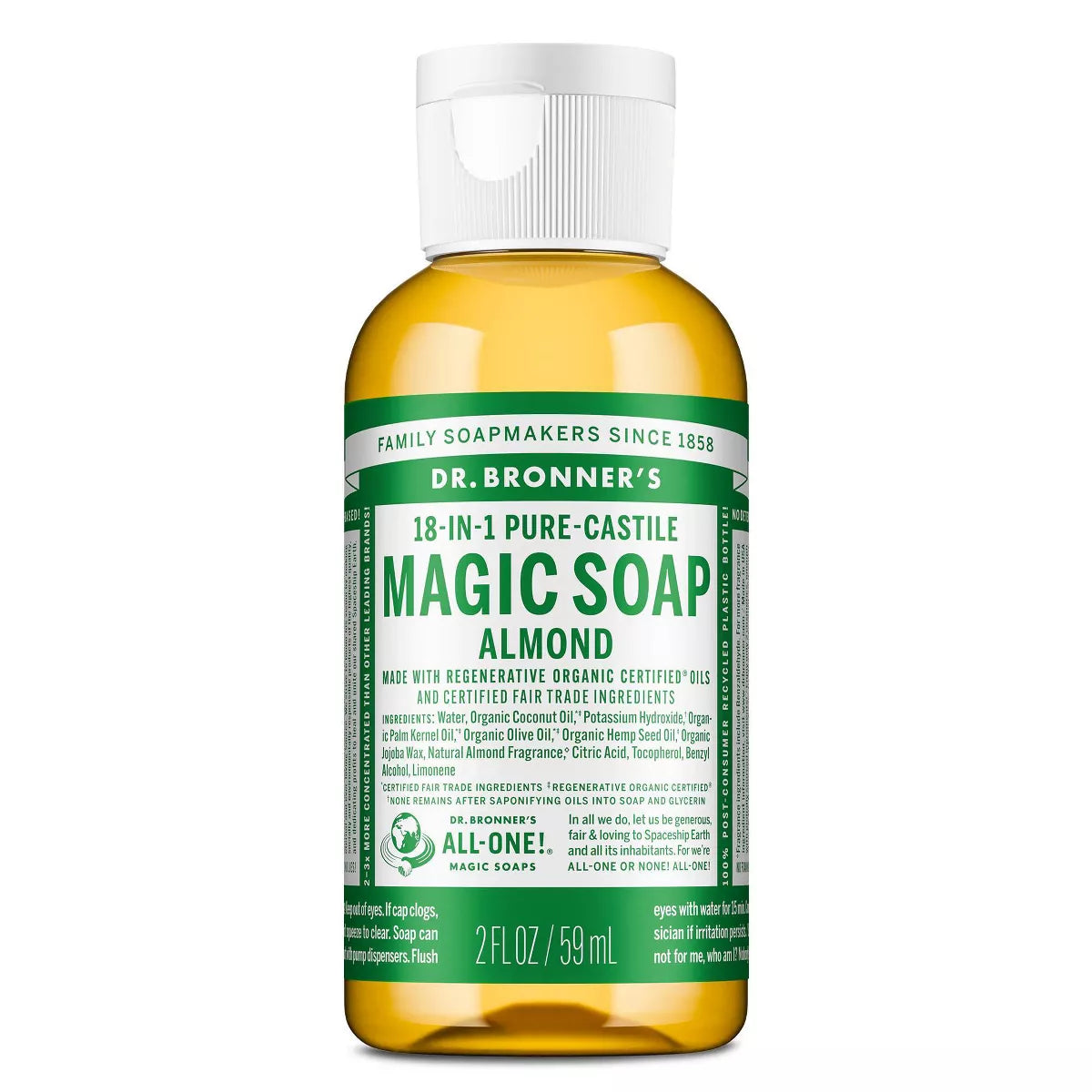 DR. BRONNER'S Magic Pure Castile Liquid Soap - Almond, 2 oz-018787771020-LR-351420-1-LR eShop