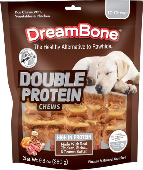 DreamBone Double Protein Chicken, Sirloin & Peanut Butter Dog Chews, 10 count-892383007819-LR-348547-1-LR eShop