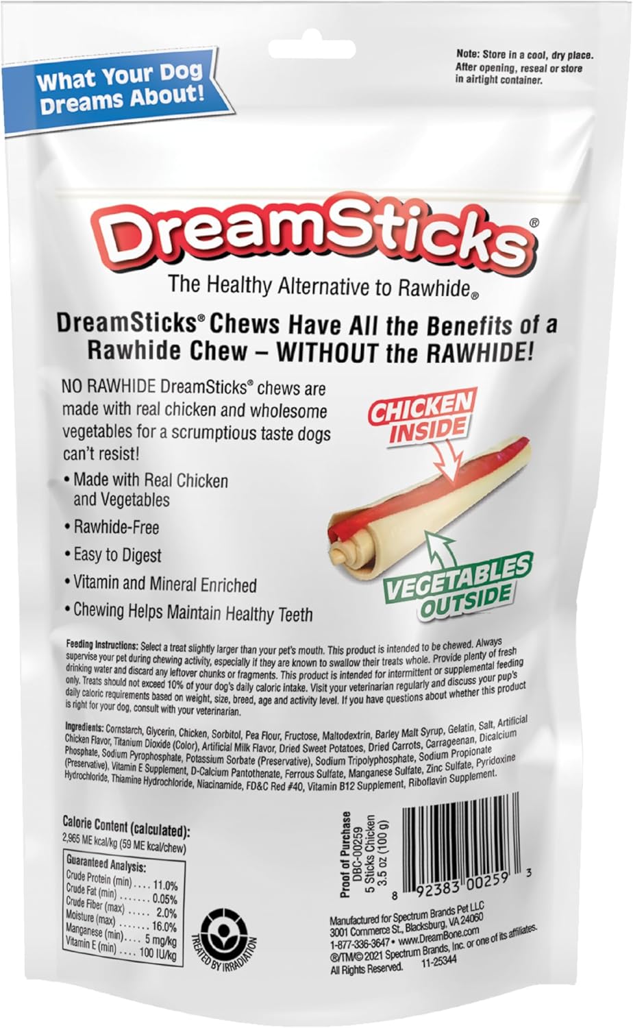 DreamBone DreamSticks Vegetables and Chicken Chews, 5 count-892383002593-LR-303200-2-LR eShop