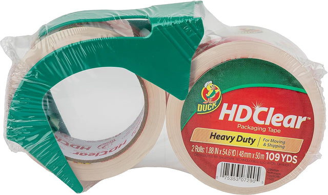 DUCK HD Clear Heavy Duty Packing Tape with Dispenser - 1.88" x 54.6 yds, 2 Rolls-075353072905-LR-322560-1-LR eShop