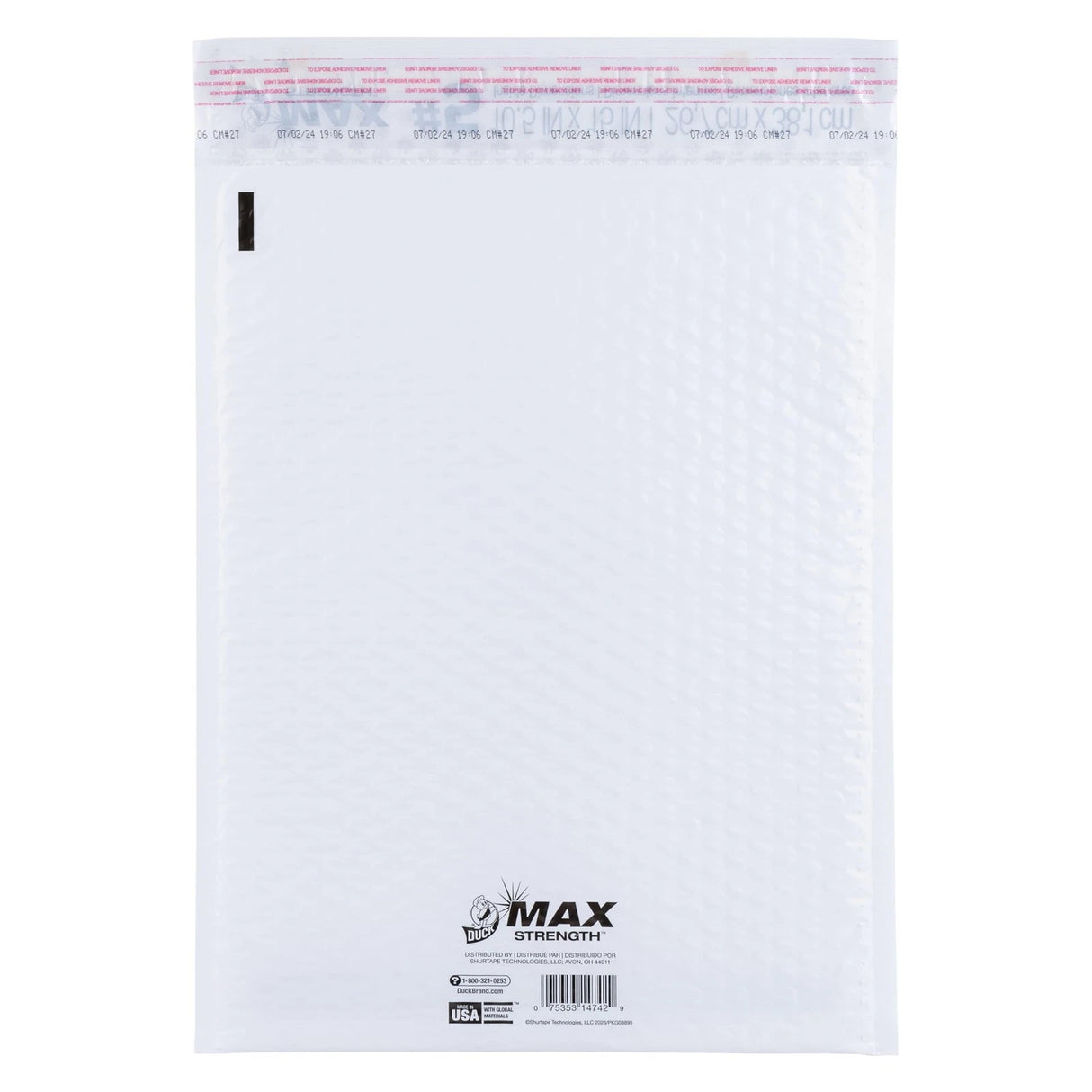 Duck Max Strength Bubble Mailer Size #5 - White, 10.5" x 15"-075353147429-LR-349746-4-LR eShop