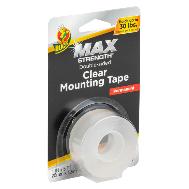 DUCK Max Strength Mounting Tape - Clear, 1" x 5'-075353331552-LR-357283-1-LR eShop