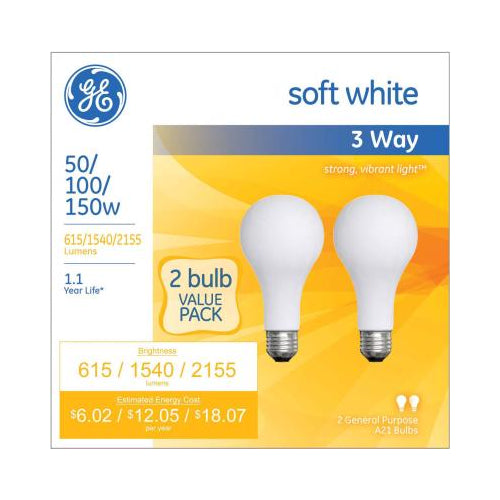 GE 50/100/150W A21 3-Way LED Soft White Light Bulb (2-Pack)