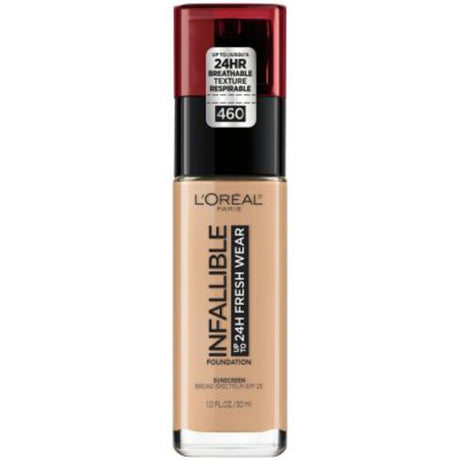 L'Oreal Paris Infallible 24 Hour Fresh Wear Foundation, Lightweight, Golden Beige, 1 oz.