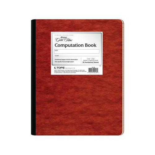 Ampad® Computation Book, Graph Ruled (4 x 4), Red Pressboard Covers, Ivory Paper, 76 Sheets