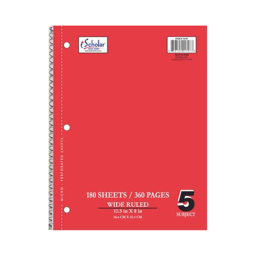 iScholar Wide Ruled 5 Subject Notebook