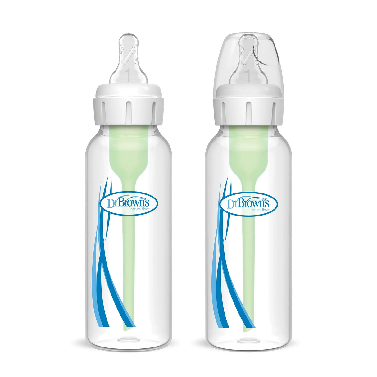 Dr. Brown's Natural Flow Anti-Colic Options+ Narrow Baby Bottle, 8oz, Level 1 Slow Flow, 2 Pack