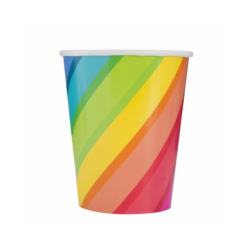 Balloon and Rainbow Birthday Paper Cups,  9 oz, 8 ct