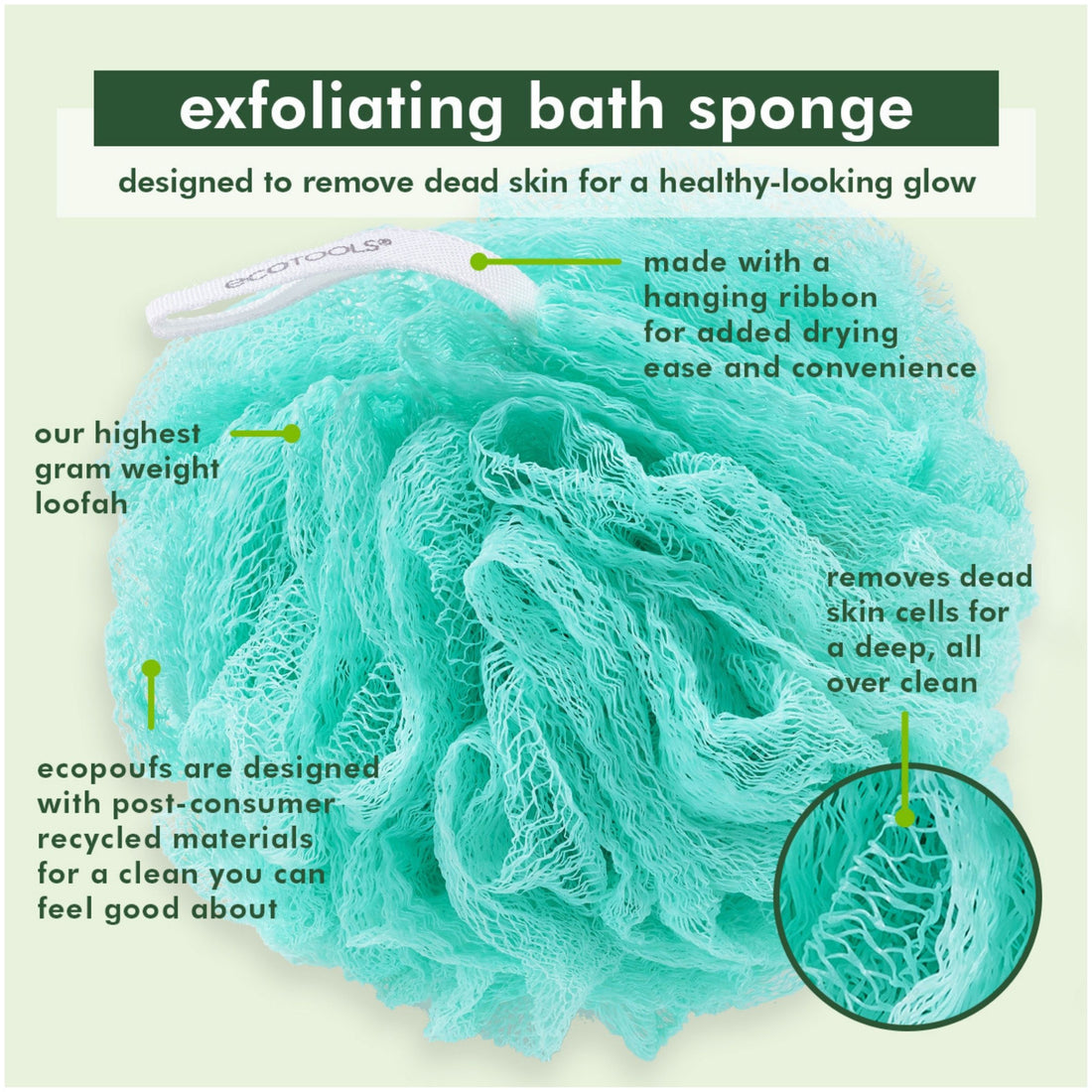 EcoTools Exfoliating EcoPouf Bath Sponge - Assorted Colors-079625074246-LR-357078-4-LR eShop