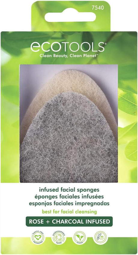 EcoTools Infused Facial Sponges - Rose Petal Bamboo Charcoal, 3 count-079625075403-LR-337687-1-LR eShop