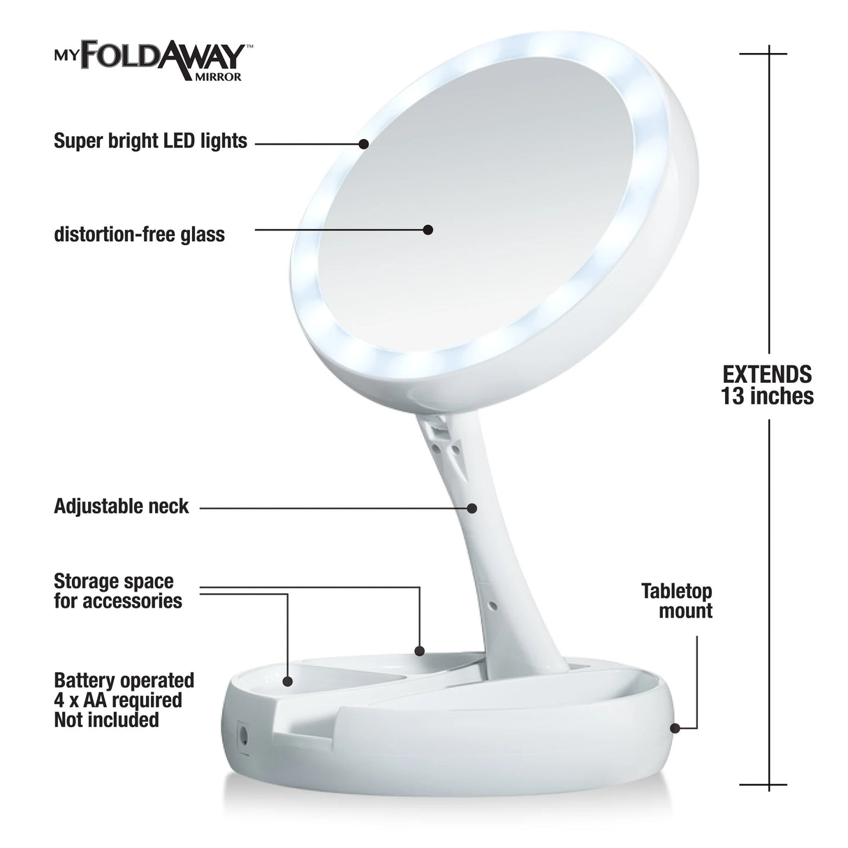 EMSON My Foldaway Mirror LED Lighted, Double-Sided Vanity Mirror-080313017131-LR-320718-2-LR eShop