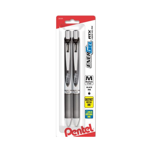 EnerGel RTX Retractable Liquid Gel Pen, (0.7mm) Metal Tip, Medium Line, Black Ink 2-Pk-072512202357-LR-315853-1-LR eShop