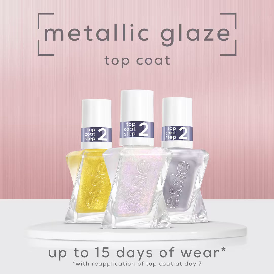 essie Gel Couture Metallic Glaze Long Wear Top Coat Salon-Quality Vegan Nail Polish - Crushed Gold-095008062754-LR-358114-6-LR eShop
