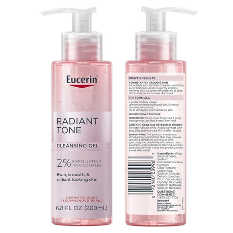 Eucerin Radiant Tone Cleansing Gel, Face Cleanser with AHA Complex, 6.8 Fl Oz-072140039967-LR-362739-2-LR eShop