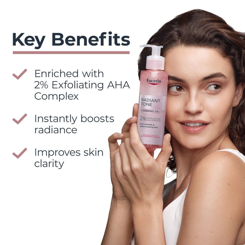 Eucerin Radiant Tone Cleansing Gel, Face Cleanser with AHA Complex, 6.8 Fl Oz-072140039967-LR-362739-3-LR eShop