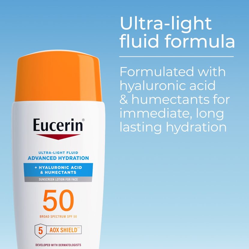 Eucerin Sun Advanced Hydration Ultra-Light Face Sunscreen SPF 50 With Hyaluronic Acid and Humectants, 1.7 Fl Oz Bottle-072140039752-LR-363534-3-LR eShop