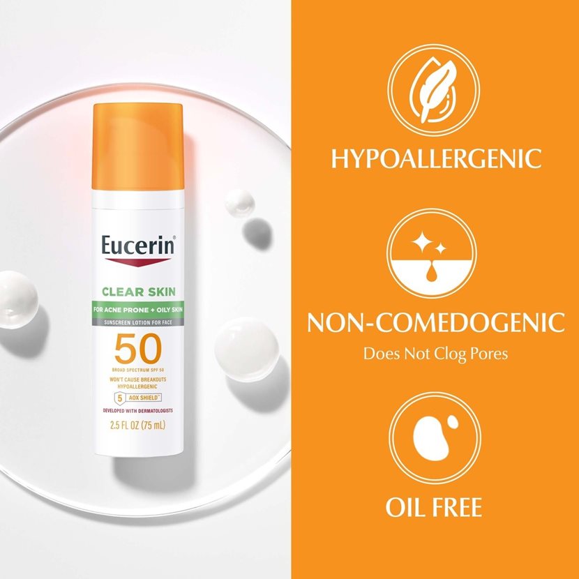 Eucerin Sun Clear Skin Face Sunscreen Lotion SPF 50 with Oil-Absorbing Minerals, 2.5 Fl Oz Bottle-072140032234-LR-363498-3-LR eShop