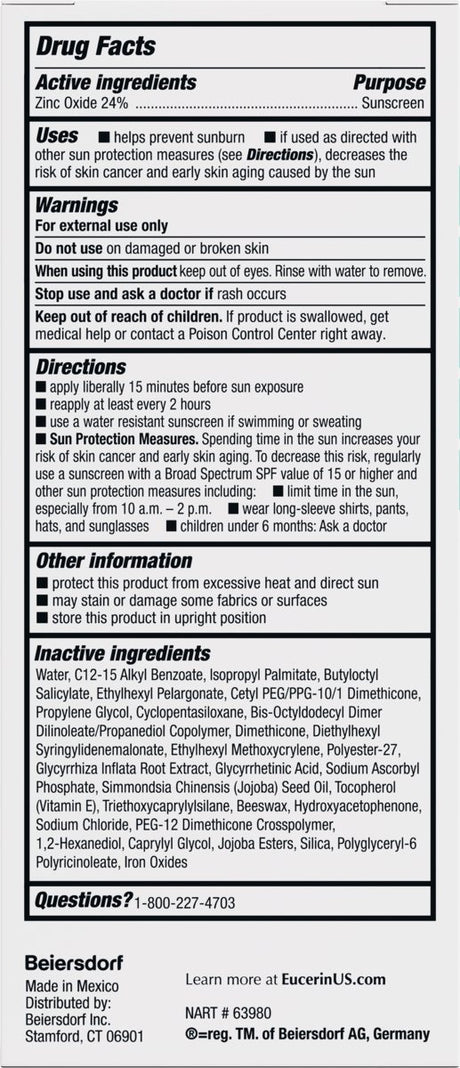 Eucerin Sun Tinted Sensitive Mineral Face Sunscreen Lotion SPF 35, 1.7 Fl Oz Bottle-072140036096-LR-363513-2-LR eShop