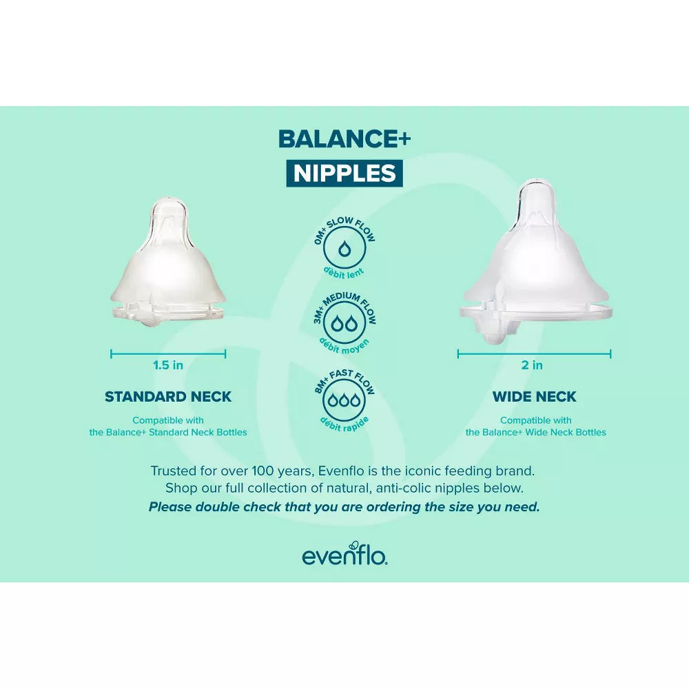 evenflo Balance Wide-Neck Anti-Colic Silicone Baby Bottle - Level 1, 9 oz-849409002280-LR-339120-4-LR eShop