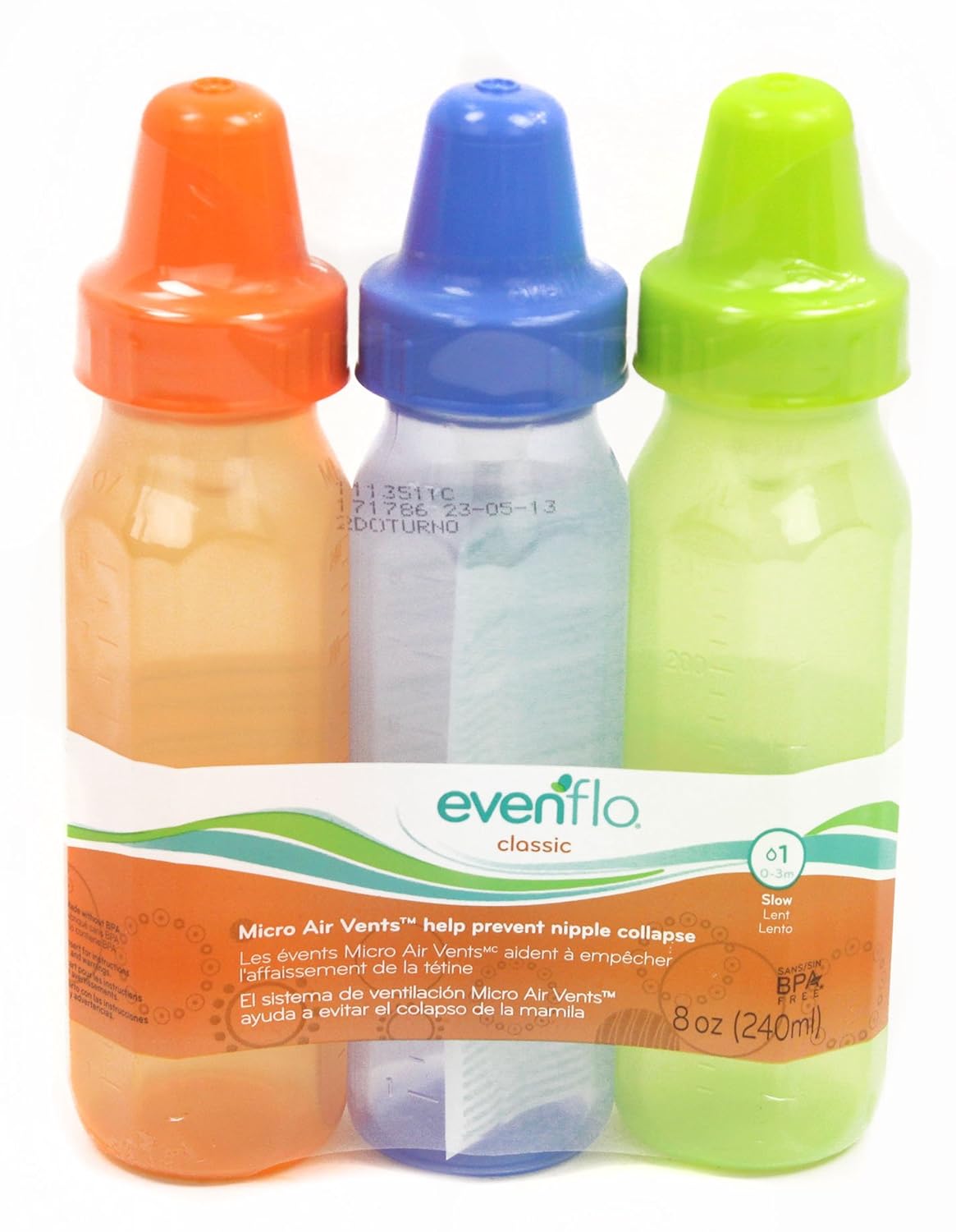 evenflo Classic 8 oz Tinted Nursing Bottles - Assorted, 3 count-032884145874-LR-241620-1-LR eShop