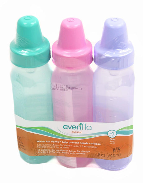 evenflo Classic 8 oz Tinted Nursing Bottles - Assorted, 3 count-032884145874-LR-241620-2-LR eShop
