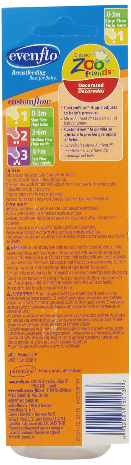 evenflo Classic Zoo Friends Slow Flow Bottles - Assorted, 8 oz-032884150137-LR-199599-2-LR eShop