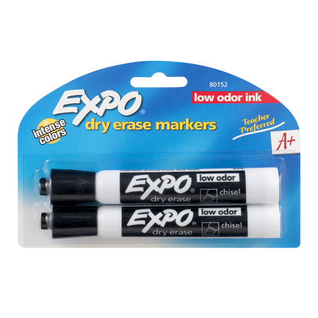 EXPO Low-Odor Dry Erase Chisel Tip Markers - Black, 2 count-071641801523-LR-202901-1-LR eShop