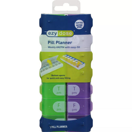 ezy dose AM and PM Dual Compartment Pill Organizer and Medication Planner - Assorted Colors-025715677057-LR-309975-1-LR eShop