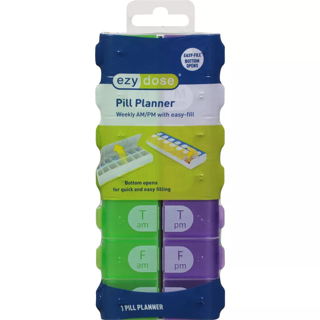 ezy dose AM and PM Dual Compartment Pill Organizer and Medication Planner - Assorted Colors-025715677057-LR-309975-1-LR eShop
