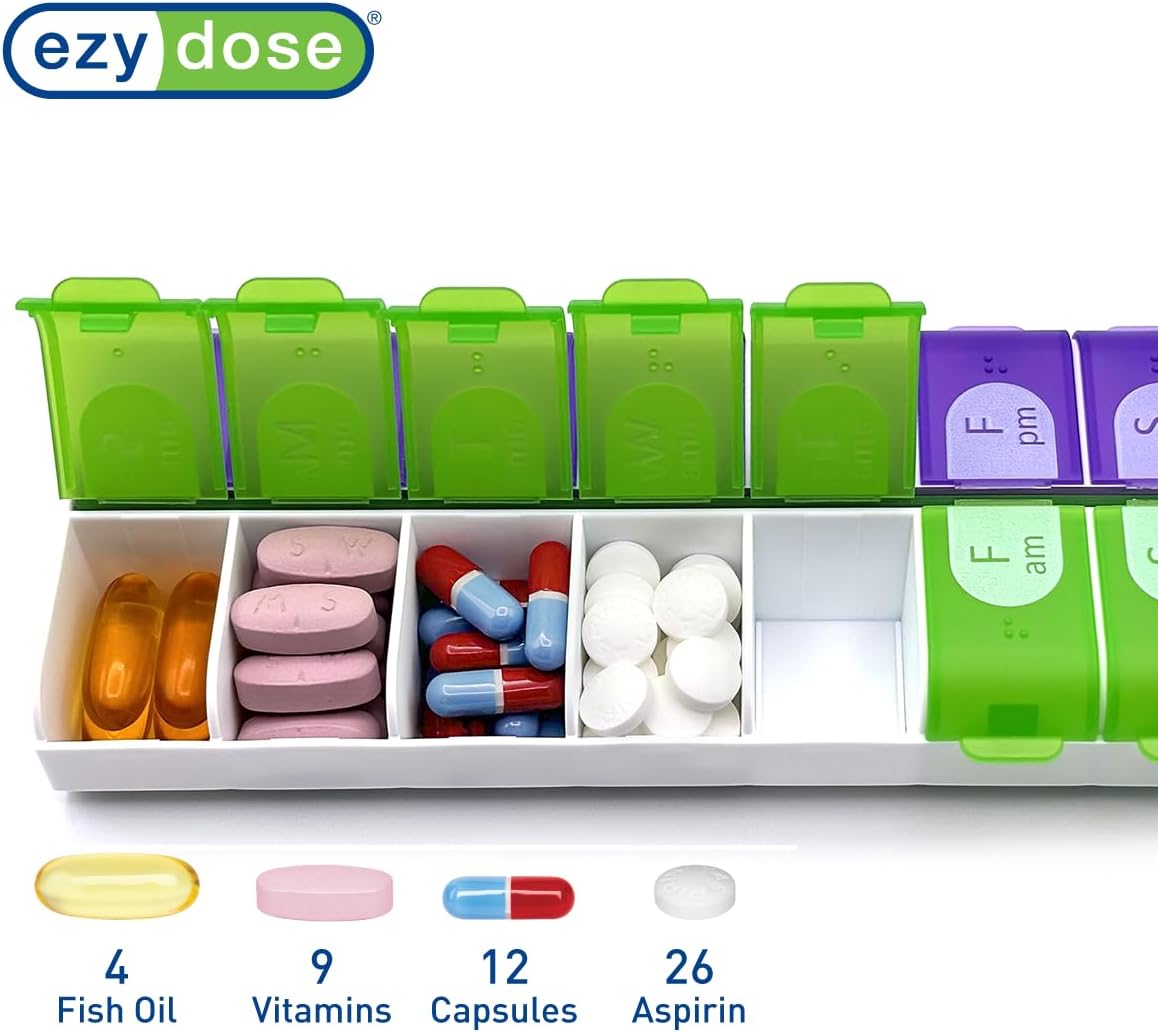 ezy dose AM and PM Dual Compartment Pill Organizer and Medication Planner - Assorted Colors-025715677057-LR-309975-4-LR eShop