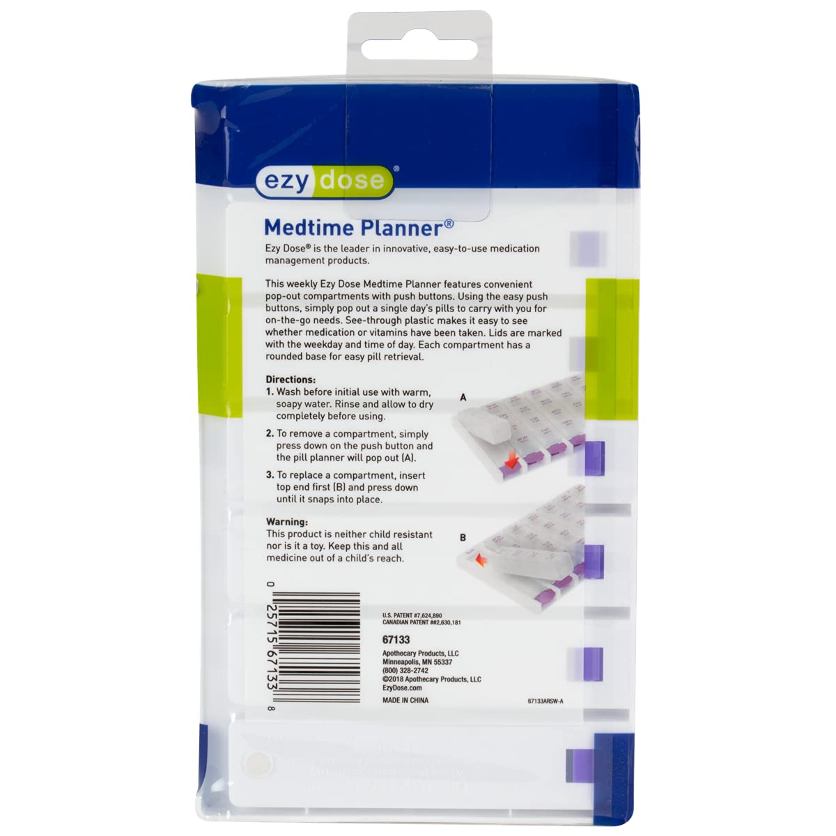 ezy dose Medtime Planner Large Pill Weekly Organizer - Assorted Colors-025715671338-LR-303591-8-LR eShop