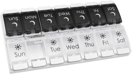 ezy dose Push Button 7-Day AM and PM Pill Case - Black and White-025715013190-LR-346437-1-LR eShop