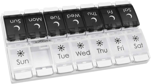 ezy dose Push Button 7-Day AM and PM Pill Case - Black and White-025715013190-LR-346437-1-LR eShop