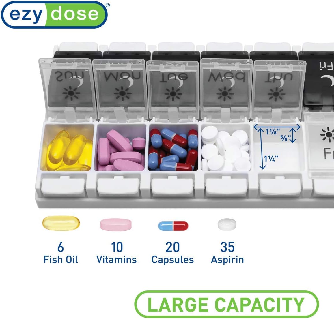 ezy dose Push Button 7-Day AM and PM Pill Case - Black and White-025715013190-LR-346437-3-LR eShop