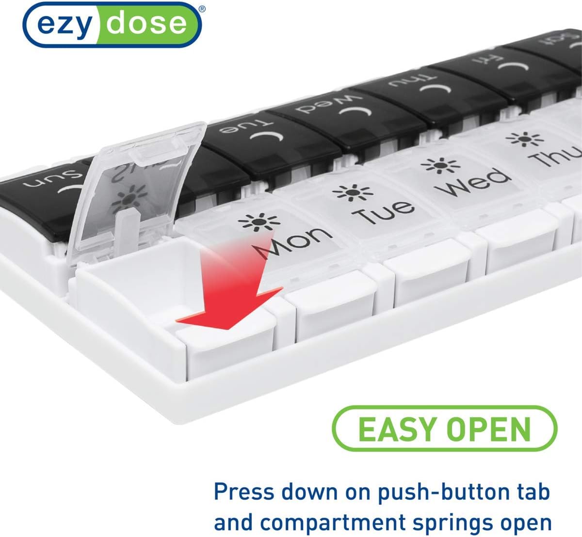 ezy dose Push Button 7-Day AM and PM Pill Case - Black and White-025715013190-LR-346437-4-LR eShop