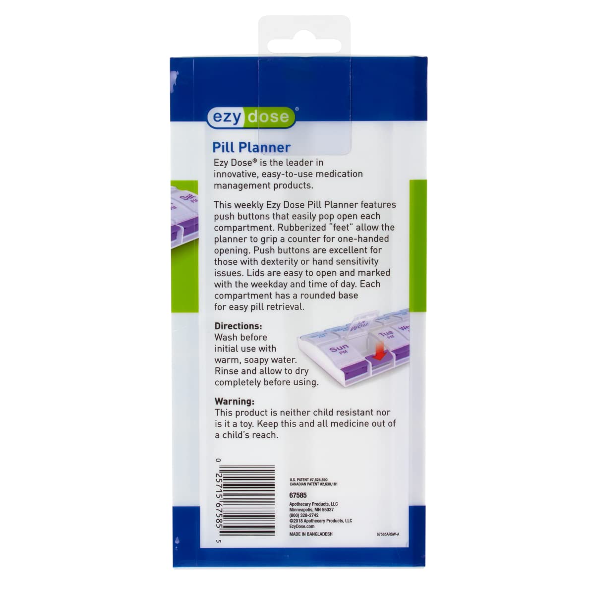 ezy dose Push Button 7-Day AM and PM Pill Case - Clear-025715675855-LR-254188-7-LR eShop