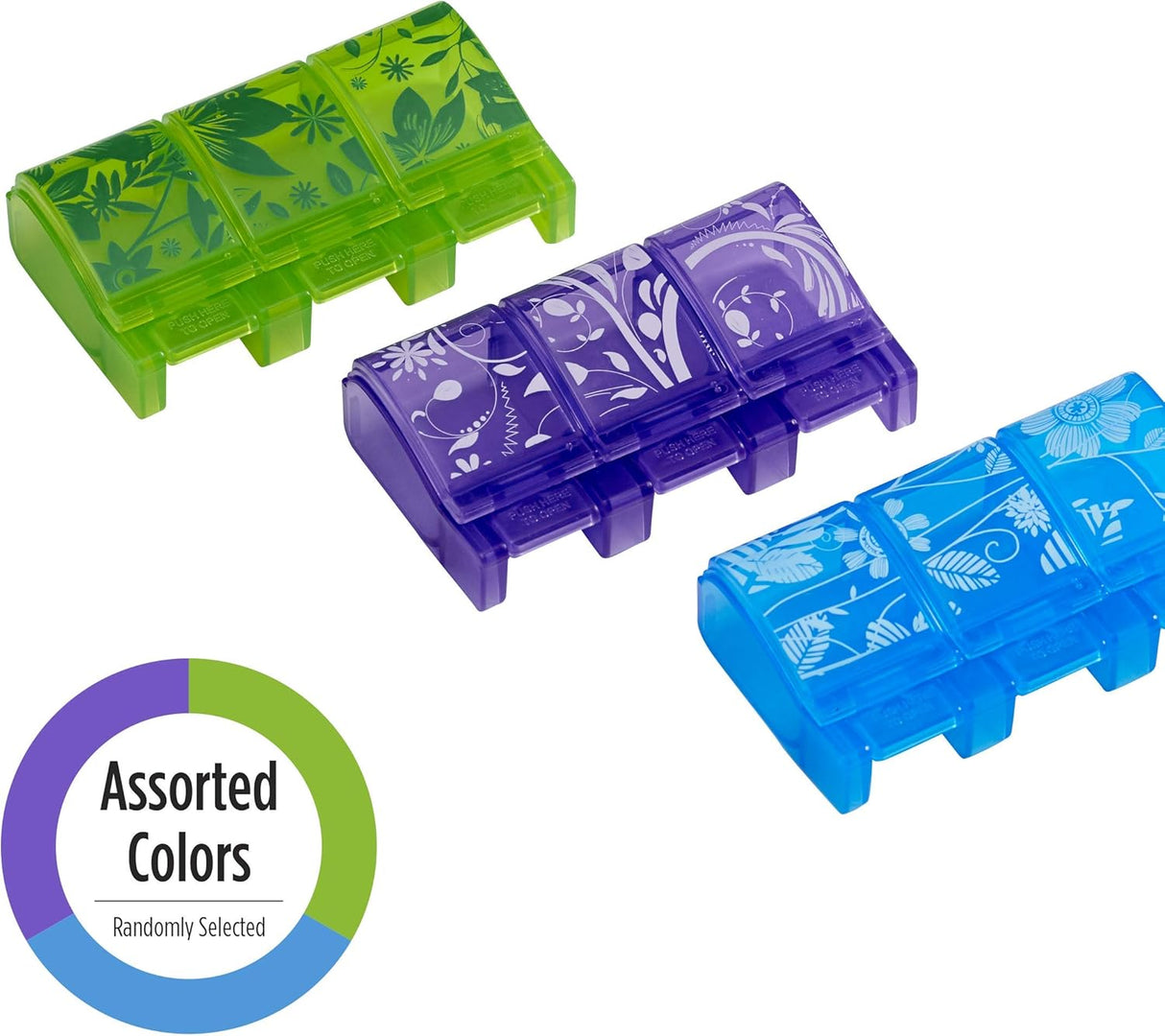 ezy dose Soft Touch 3 Compartment Pill Case - Assorted Colors-025715671611-LR-307569-4-LR eShop