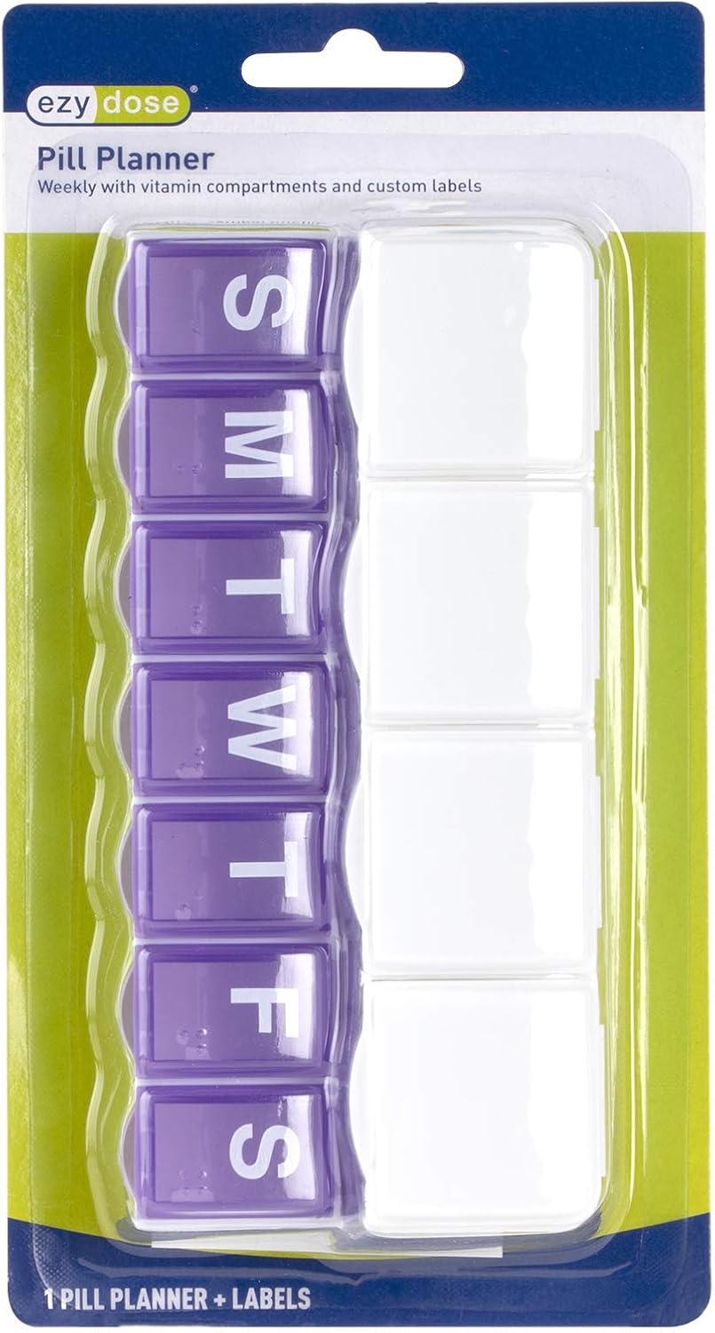 ezy dose Weekly Pill Planner with Vitamin Compartments and Labels - Assorted Colors-025715676944-LR-307574-3-LR eShop