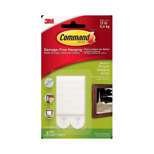 3M Command Medium Picture Hanging Strips, 4 Pack